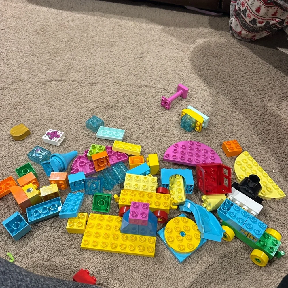 LEGO DUPLO 55 Pc Colorful Blocks Lot w Slide Wheels Number Pieces